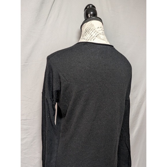 Trouve Women's Black V-Neck High‎ Low Sweater Cashmere Blend Side Slits Size XS - Picture 5 of 7